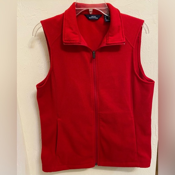 Land’s End Women’s Medium Red Fleece Vest - Picture 2 of 10